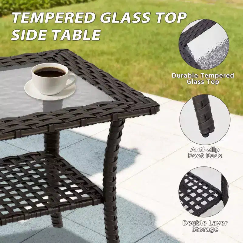 EAGLE PEAK Azure Bay 6 Pieces Wicker Outdoor Patio Furniture Set, Sofa and Rocking Chairs with Ottomans and Side Table
