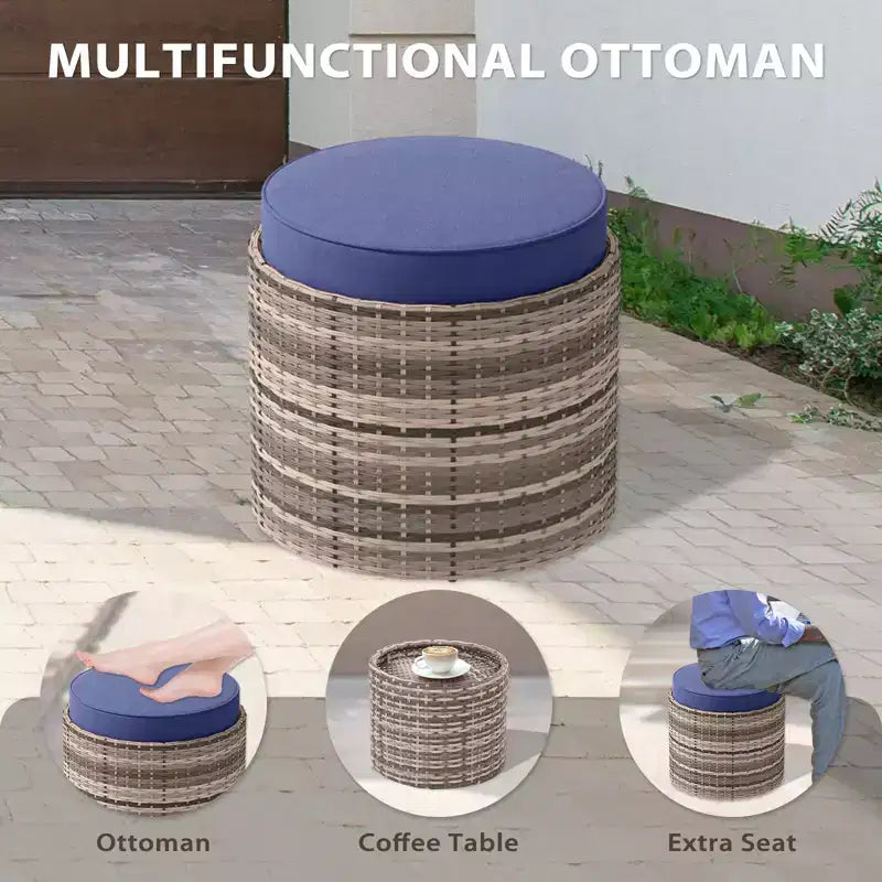 EAGLE PEAK Sunset Dune 6 Piece Collection Modern Outdoor Furniture Set, Patio Wicker Wood Grain Lounge Set
