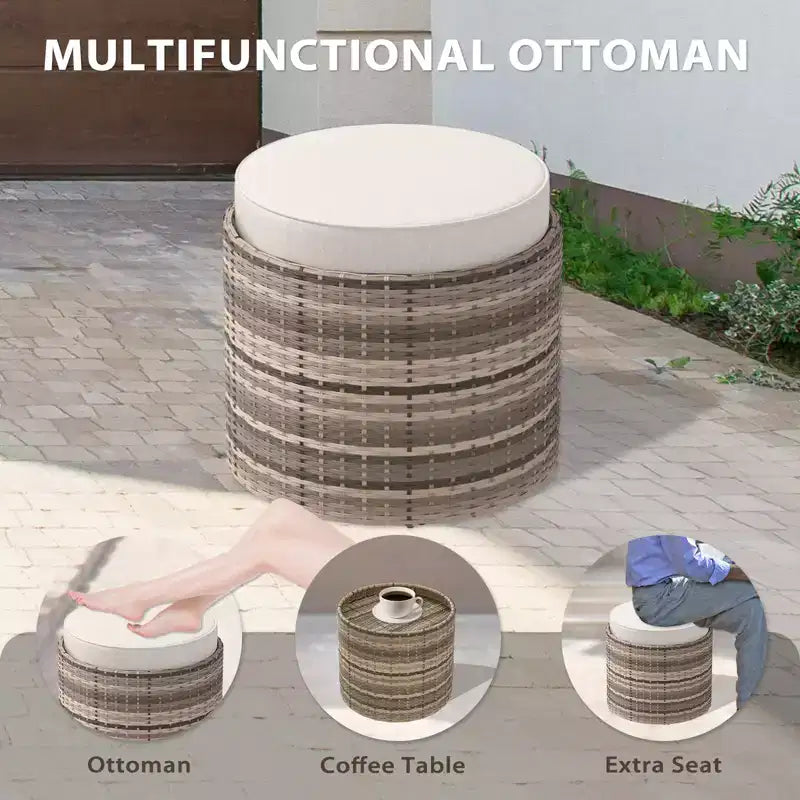 EAGLE PEAK Sunset Dune 6 Piece Collection Modern Outdoor Furniture Set, Patio Wicker Wood Grain Lounge Set