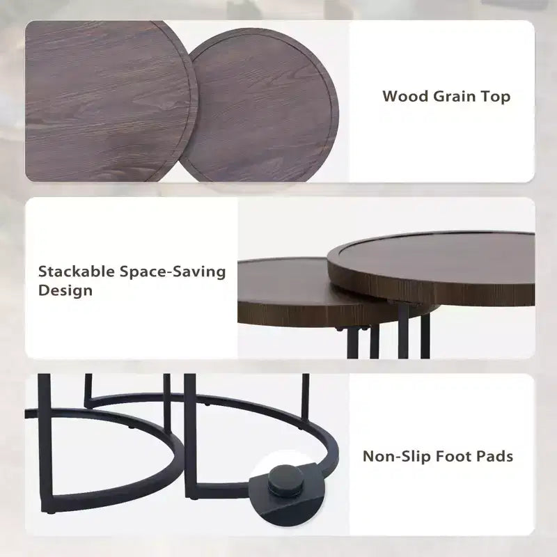 EAGLE PEAK Sunset Dune 6 Piece Collection Modern Outdoor Furniture Set, Patio Wicker Wood Grain Lounge Set