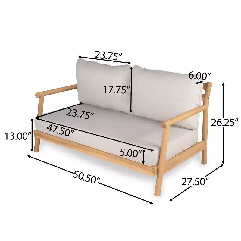 Christopher Knight Home Selina 4 Piece Rustic Outdoor Slatted Design Acacia Wood Upholstered Seating Set