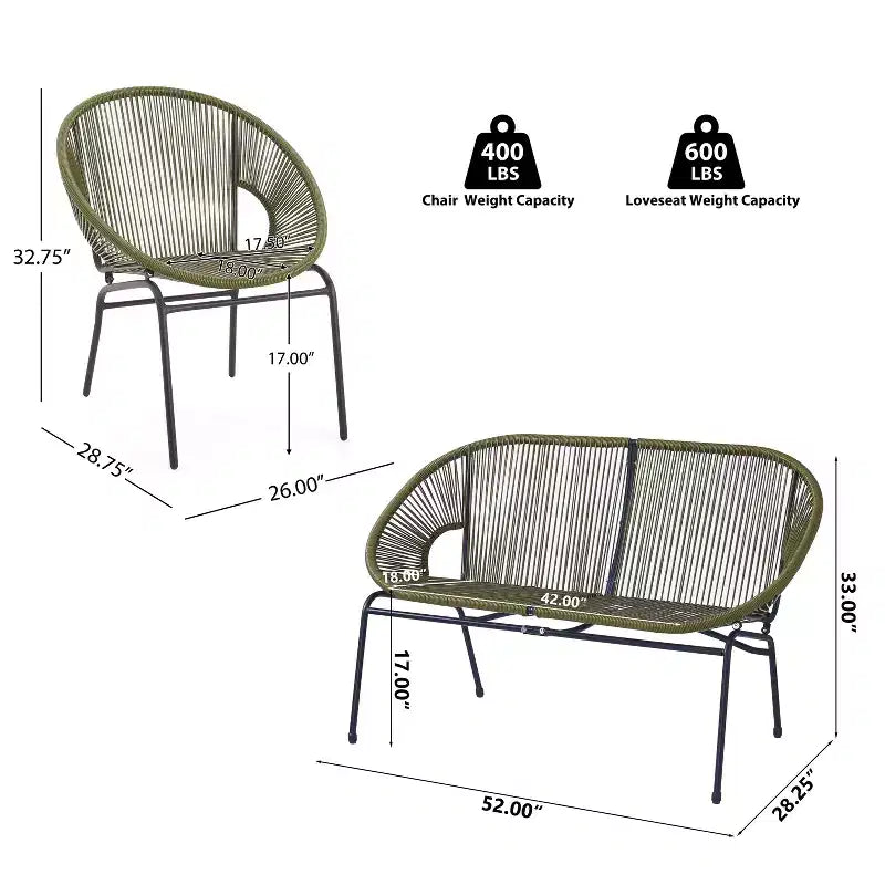 Christopher Knight Home Paoha Outdoor 3 Piece Woven Chat Set with Iron Frame (Table Not Included)