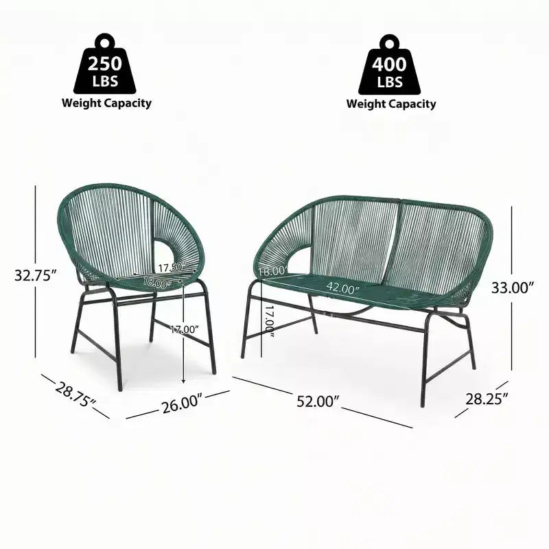 Christopher Knight Home Paoha Outdoor 3 Piece Woven Chat Set with Iron Frame (Table Not Included)