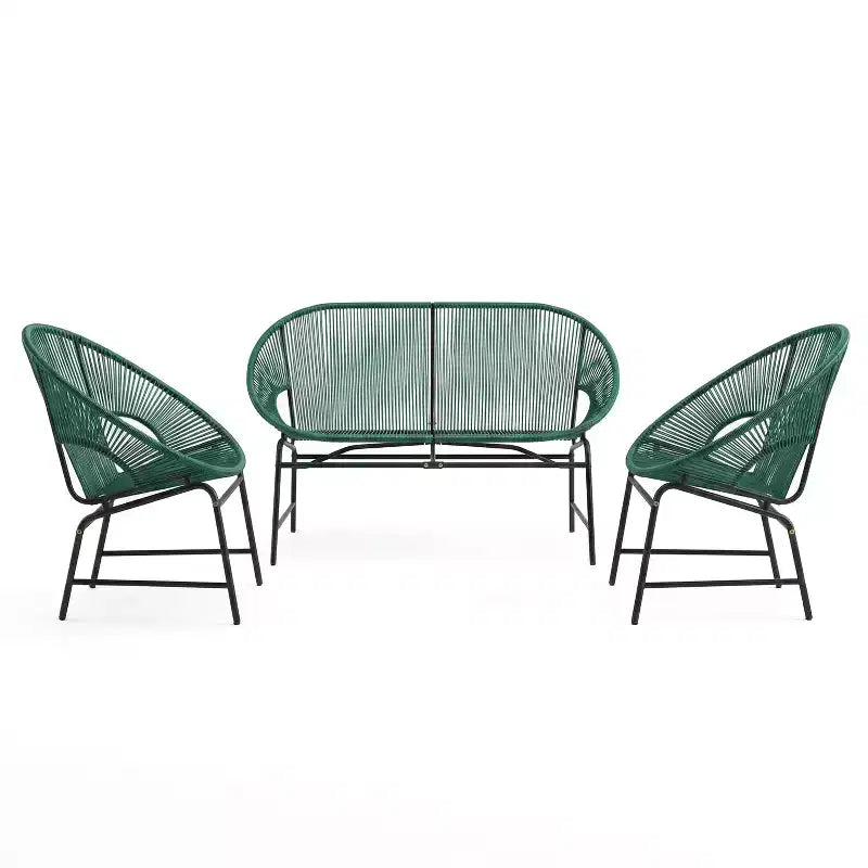 Christopher Knight Home Paoha Outdoor 3 Piece Woven Chat Set with Iron Frame (Table Not Included)