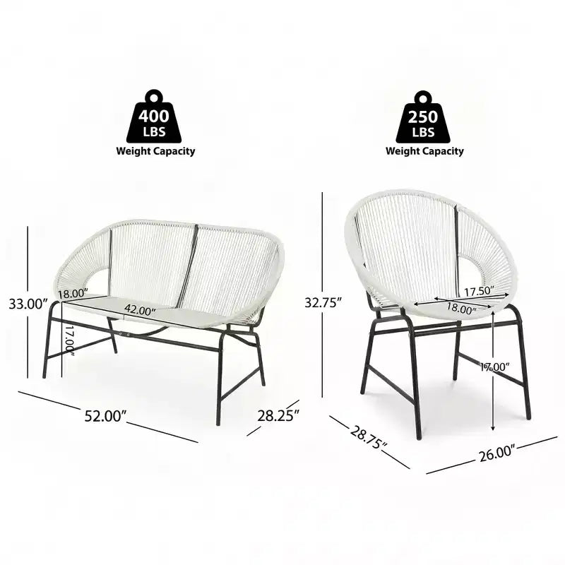 Christopher Knight Home Paoha Outdoor 3 Piece Woven Chat Set with Iron Frame (Table Not Included)