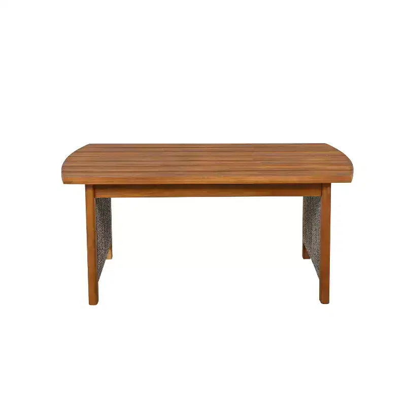 Christopher Knight Home Valentina Patio 5 Piece Rustic Rope Weave Acacia Wood Seating Set with Coffee Table and Cushions