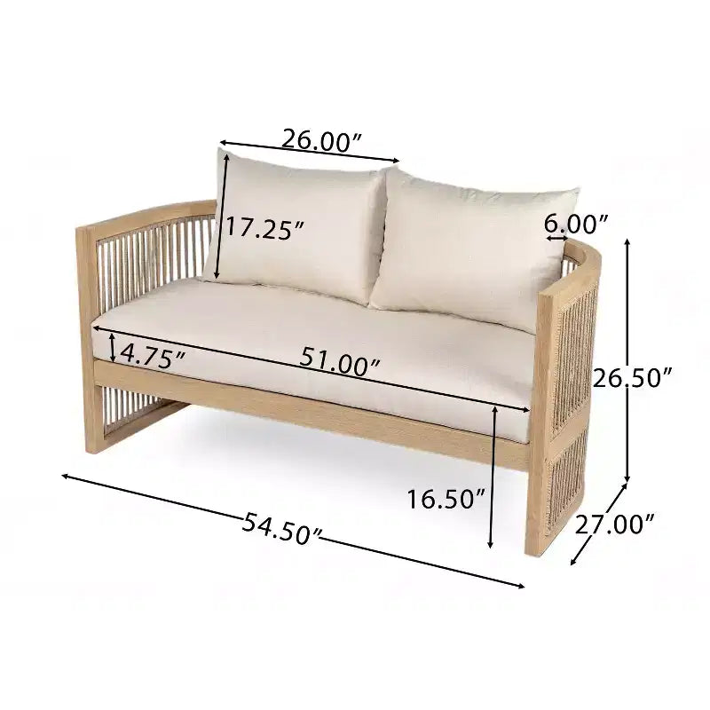 Christopher Knight Home Joplin 5 Piece Outdoor Acacia Wood and Rope Chat Set with Cushions and Round Fire Pit