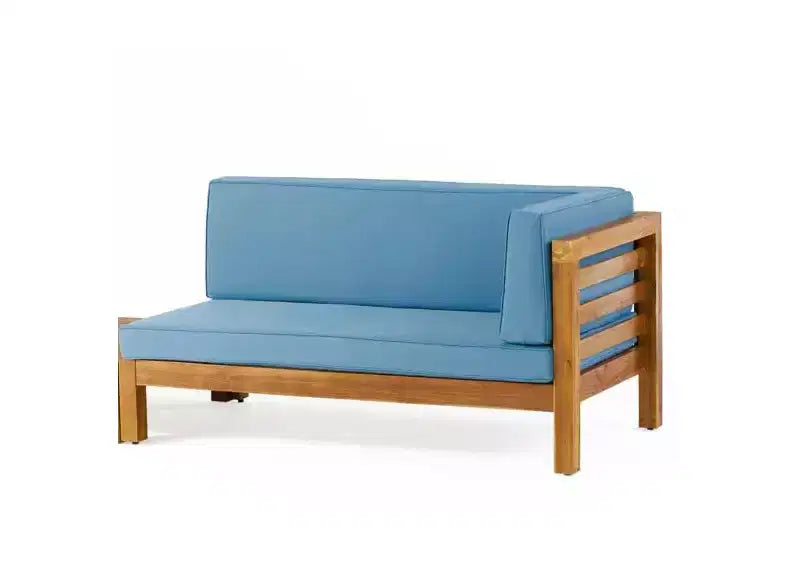 Christopher Knight Home Oana Outdoor Acacia Wood Right Arm Loveseat and Coffee Table Set with Cushion
