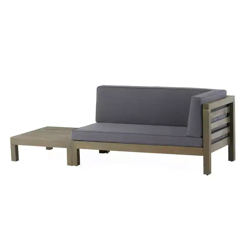 Christopher Knight Home Oana Outdoor Acacia Wood Right Arm Loveseat and Coffee Table Set with Cushion