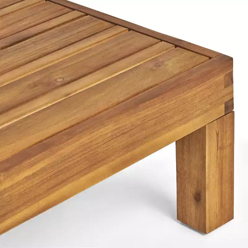 Christopher Knight Home Oana Outdoor Acacia Wood Right Arm Loveseat and Coffee Table Set with Cushion