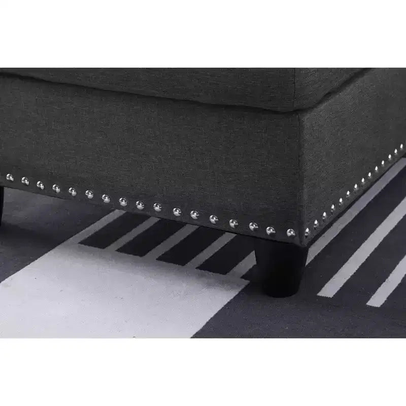Okak 98 L-Shaped Sectional Couch with Movable Ottoman&2 Throw Pillows, Modern Linen Upholstered Sofa Chaise for Living Room,Apartment