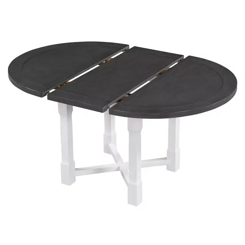 Merax Farmhouse Style Kitchen Table with Removable Leaf & Upholstered Chairs