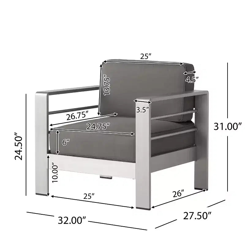 GDFStudio Wendy Outdoor Aluminum 4 Seater Chat Set with Cushions