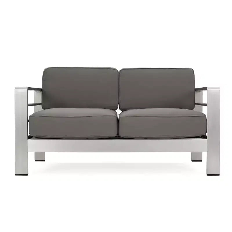 GDFStudio Wendy Outdoor Aluminum 4 Seater Chat Set with Cushions