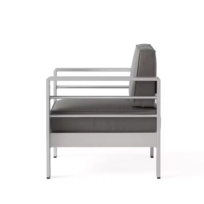 GDFStudio Wendy Outdoor Aluminum 4 Seater Chat Set with Cushions