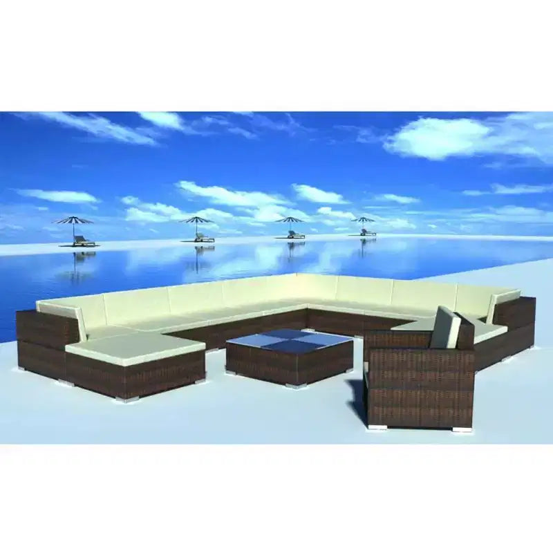 vidaXL Patio Furniture Set Set of 12 Brown Powder-coated steel Large