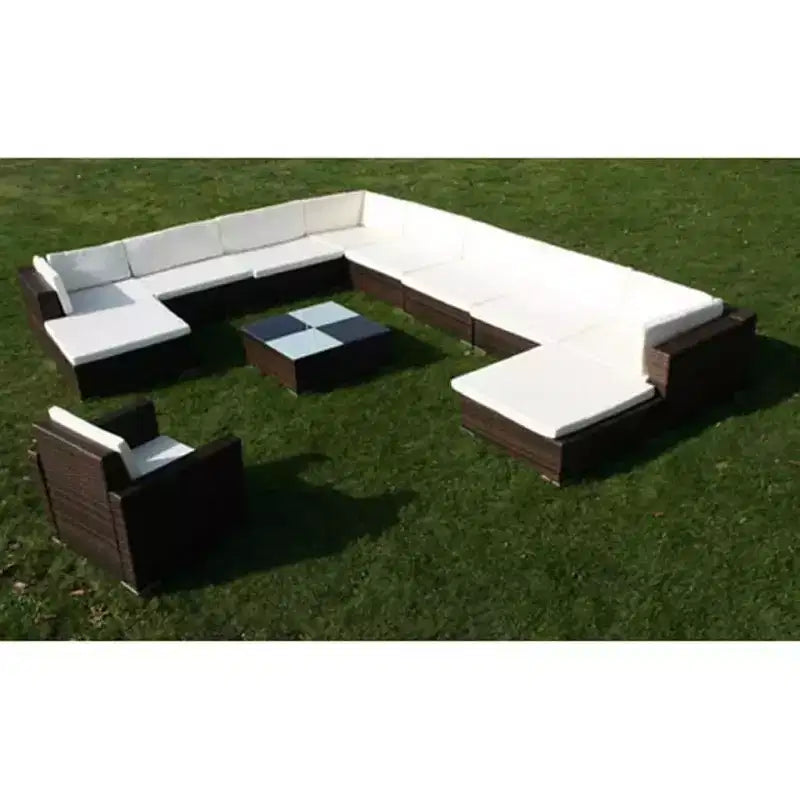 vidaXL Patio Furniture Set Set of 12 Brown Powder-coated steel Large