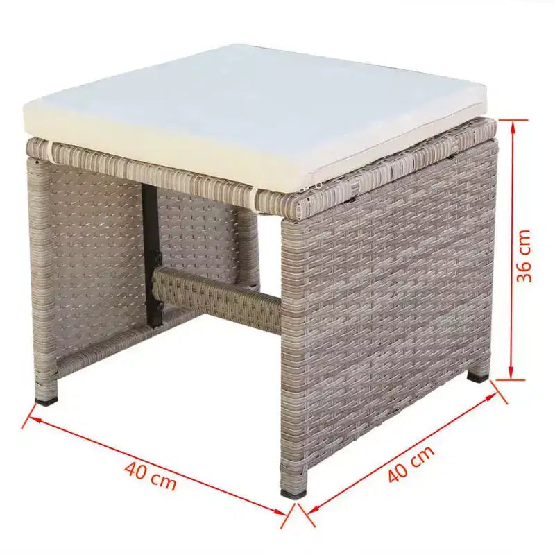 vidaXL Outdoor Dining Set Grey Poly Rattan Medium Foldable