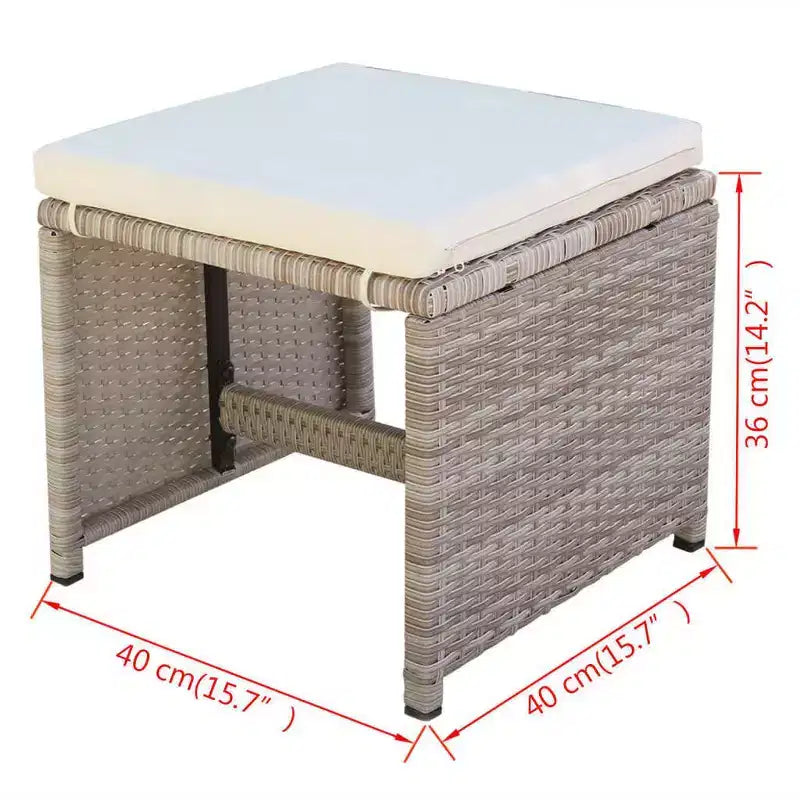 vidaXL Outdoor Dining Set Grey Poly Rattan Medium Foldable