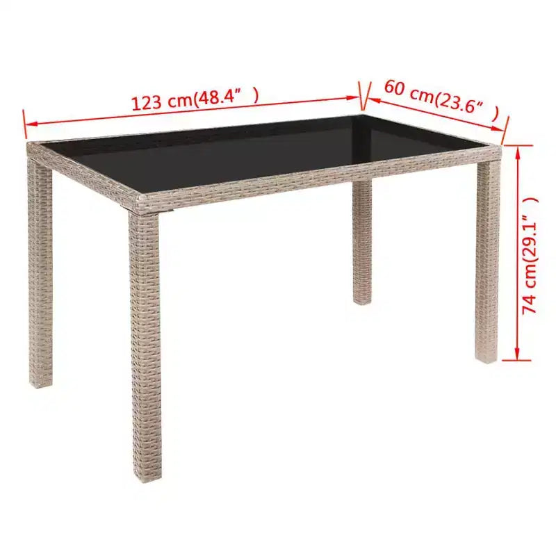 vidaXL Outdoor Dining Set Grey Poly Rattan Medium Foldable