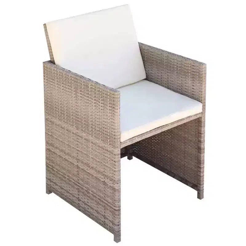 vidaXL Outdoor Dining Set Grey Poly Rattan Medium Foldable