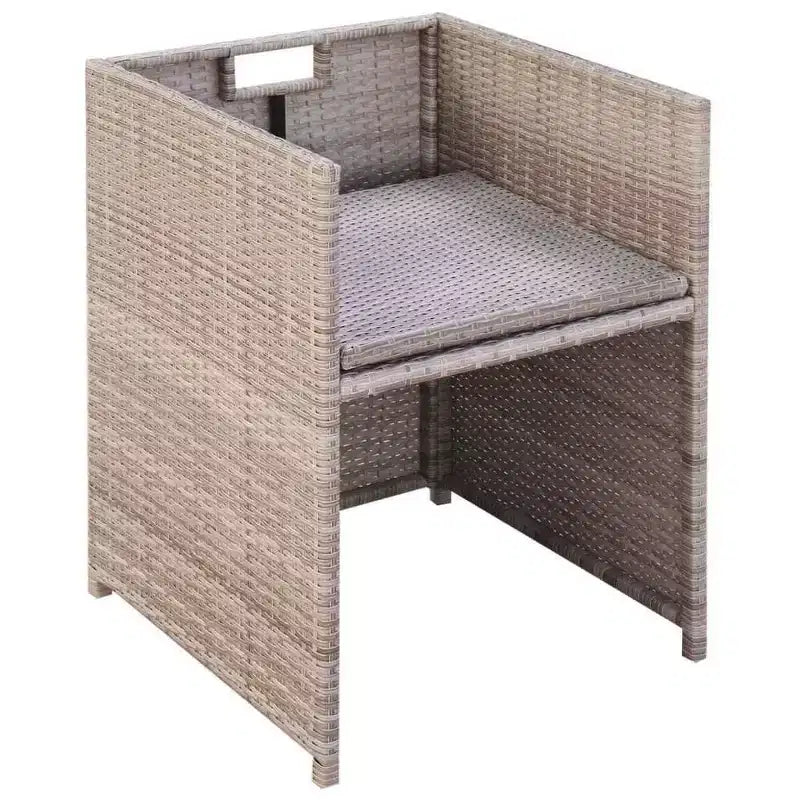 vidaXL Outdoor Dining Set Grey Poly Rattan Medium Foldable