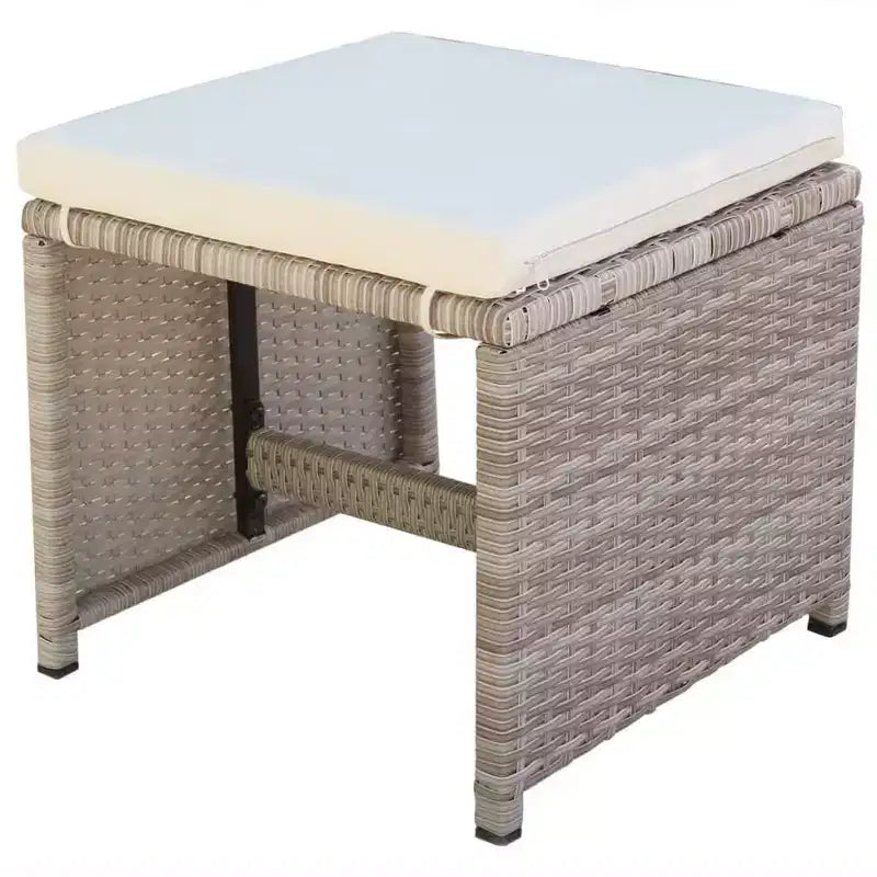 vidaXL Outdoor Dining Set Grey Poly Rattan Medium Foldable