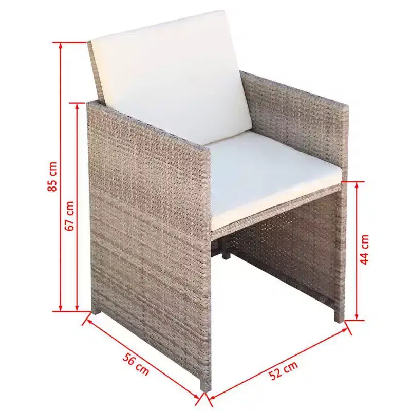 vidaXL Outdoor Dining Set Grey Poly Rattan Medium Foldable
