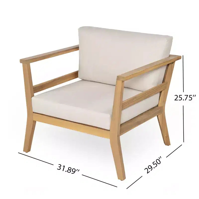 Christopher Knight Home Edith 4 Piece Outdoor Acacia Wood Patio Seating Set with Slat Design