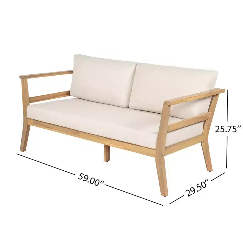 Christopher Knight Home Edith 4 Piece Outdoor Acacia Wood Patio Seating Set with Slat Design
