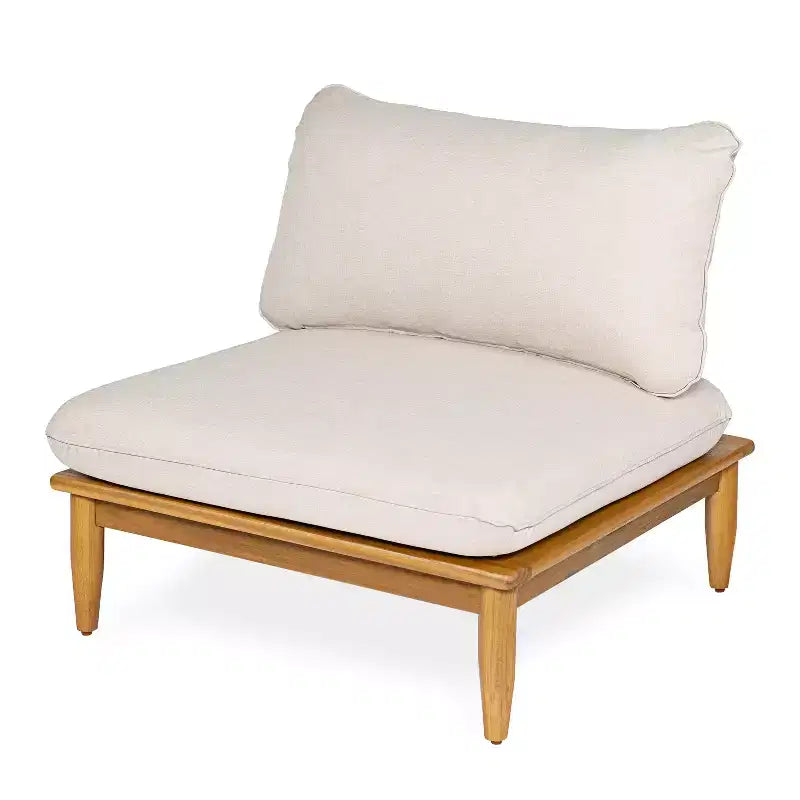 Christopher Knight Home Sacova Outdoor Acacia Wood V Shape Seating Set, Teak Finish Frame with Beige Cushion