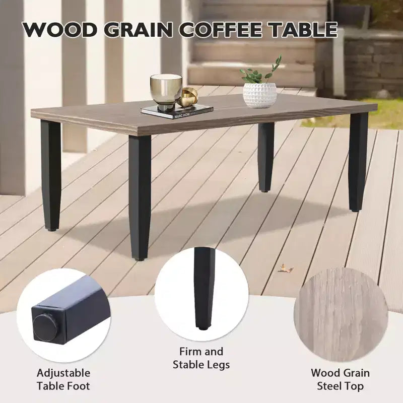 EAGLE PEAK Wicker Outdoor Patio Conversation Set, 2 Swivel Rocking Chairs, 3-Seat Loveseat, 2 Ottomans and Coffee Table, 6 Pieces