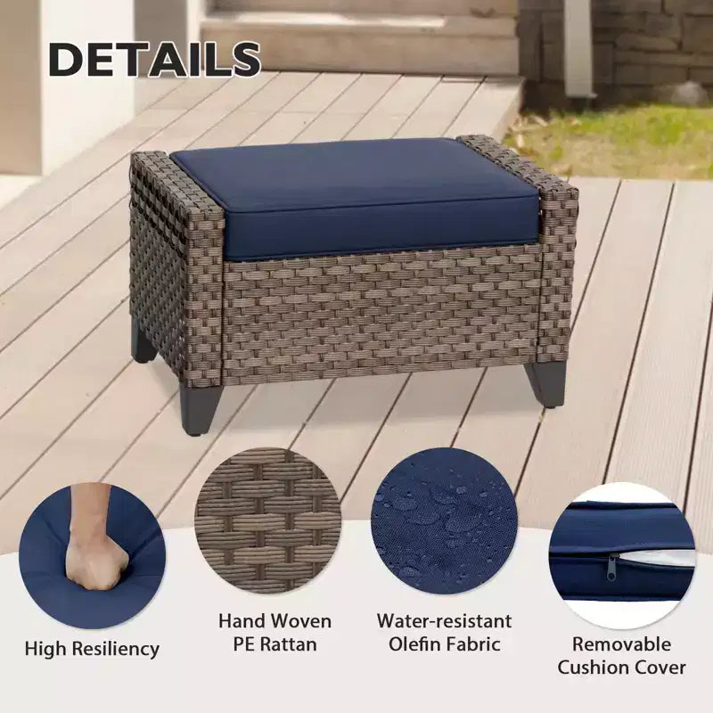 EAGLE PEAK Wicker Outdoor Patio Conversation Set, 4 Swivel Rocker Chairs, 3-Seat Loveseat, 2 Ottomans, Table, 9 Pieces