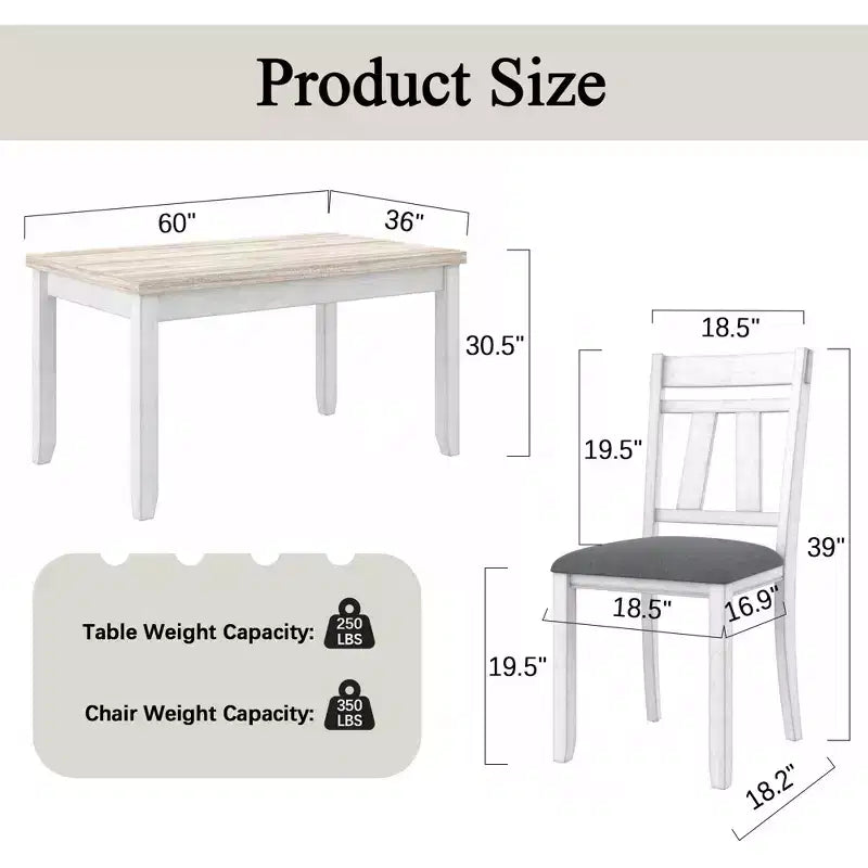 VECELO 6-Piece Wooden Dining Table Set, Dining Table with 4 Armless Upholstered Dining Chairs & Bench for Kitchen, Rubber Wood Legs, Gray
