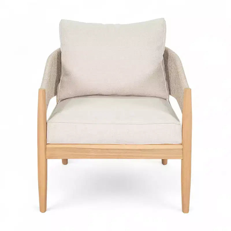 Christopher Knight Home Zill Modern 4 Piece Patio Acacia Wood Woven Rope Seating Set with Slatted Coffee Table