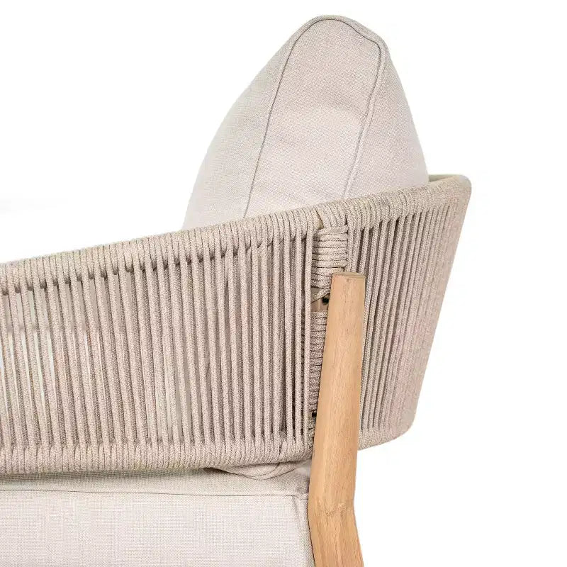 Christopher Knight Home Zill Modern 4 Piece Patio Acacia Wood Woven Rope Seating Set with Slatted Coffee Table