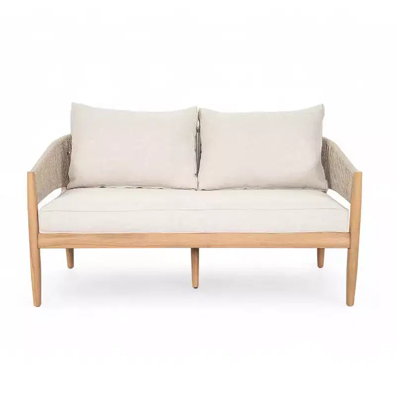 Christopher Knight Home Zill Modern 4 Piece Patio Acacia Wood Woven Rope Seating Set with Slatted Coffee Table