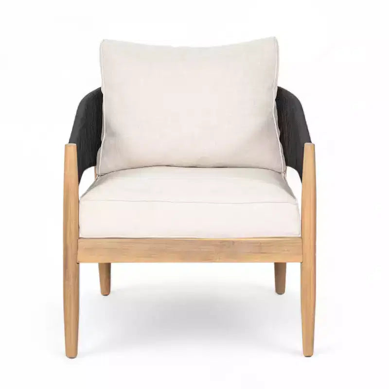 Christopher Knight Home Zill Modern 4 Piece Patio Acacia Wood Woven Rope Seating Set with Slatted Coffee Table