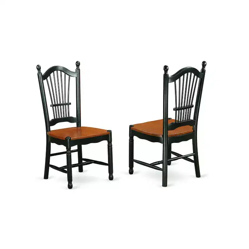 HomeStock Belmont 7-Piece dinette set with one Kenley table and 6 dining room chairs in a Black & Cherry Finish