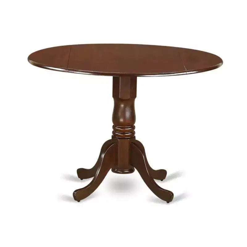 HomeStock Belmont 5 Piece Dining Room Set Consists of a Round Kitchen Table with Dropleaf and 4 Upholstered Chairs, Mahogany