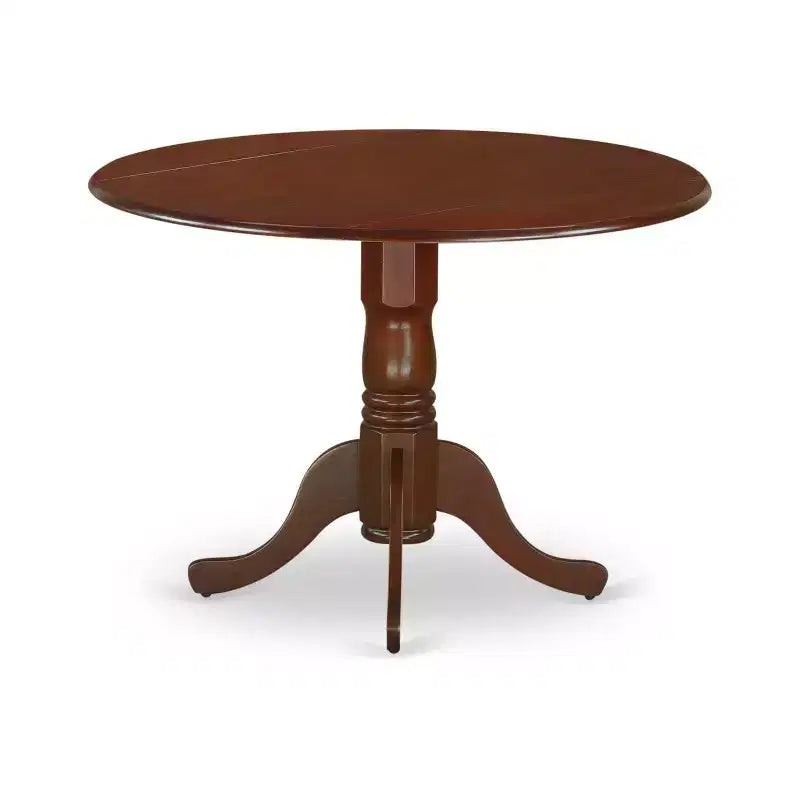 HomeStock Belmont 5 Piece Dining Room Set Consists of a Round Kitchen Table with Dropleaf and 4 Upholstered Chairs, Mahogany
