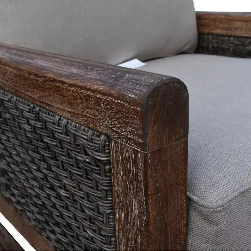 Courtyard Casual Bermuda FSC Teak 2 pc Club Chair and Ottoman Set Includes: One Club Chair and One Ottoman