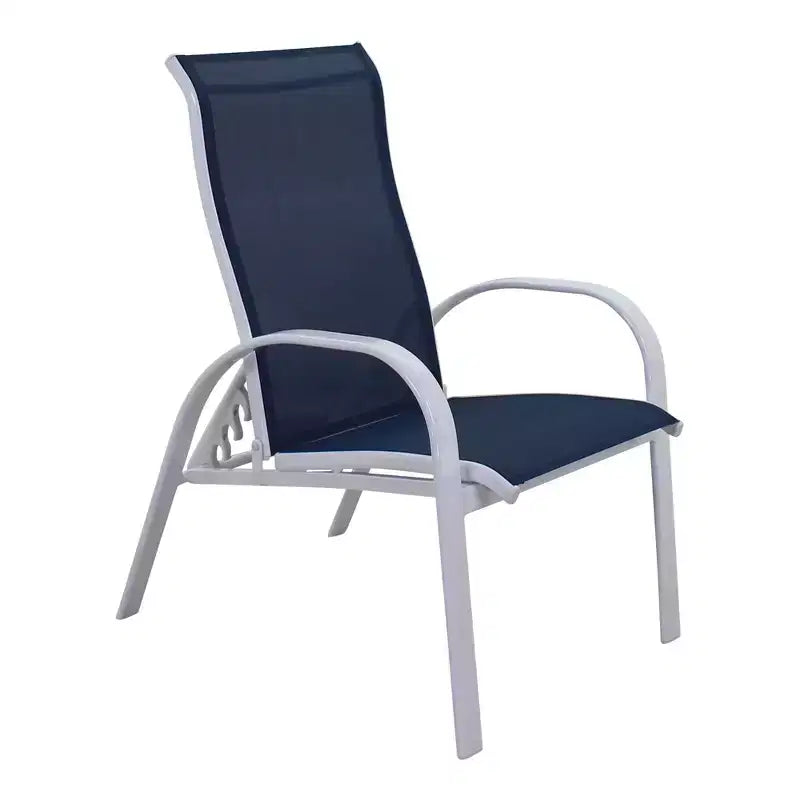 Courtyard Casual Santa Fe 5 pc Reclining Chair Set with Ottomans Includes Two Reclining Sling Chairs and Two Sling Ottomans and One End Table