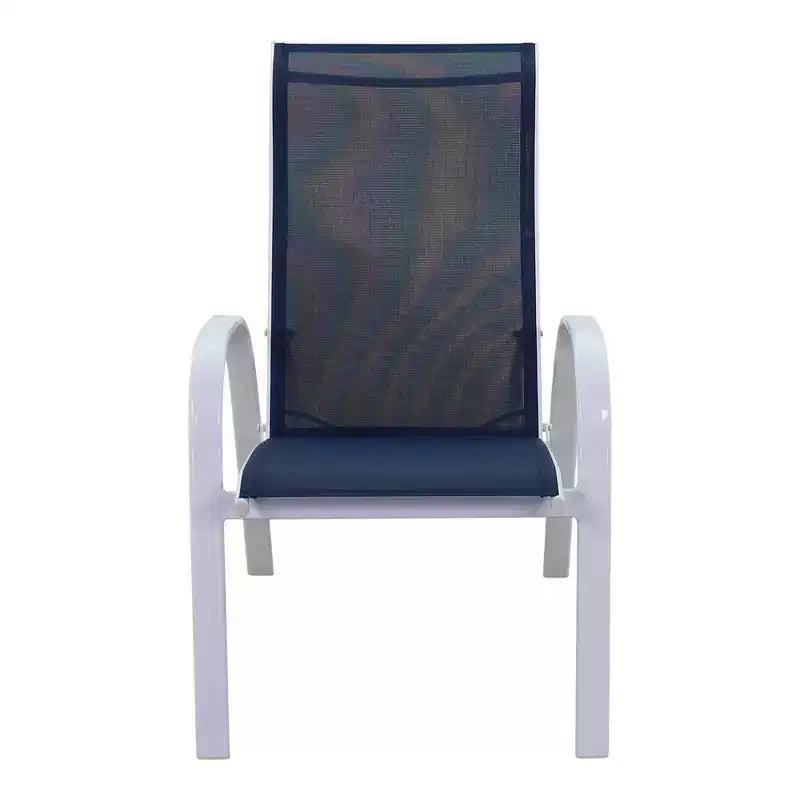 Courtyard Casual Santa Fe 5 pc Reclining Chair Set with Ottomans Includes Two Reclining Sling Chairs and Two Sling Ottomans and One End Table