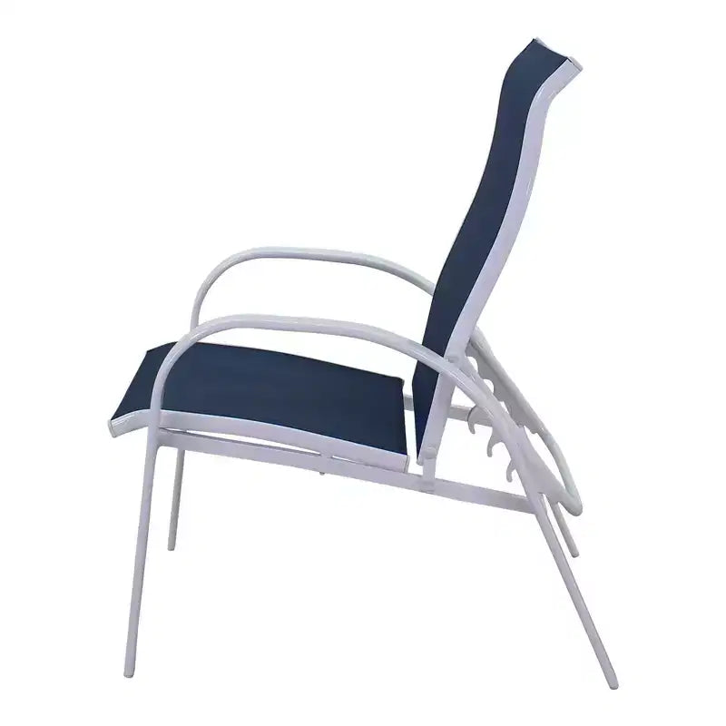 Courtyard Casual Santa Fe 5 pc Reclining Chair Set with Ottomans Includes Two Reclining Sling Chairs and Two Sling Ottomans and One End Table