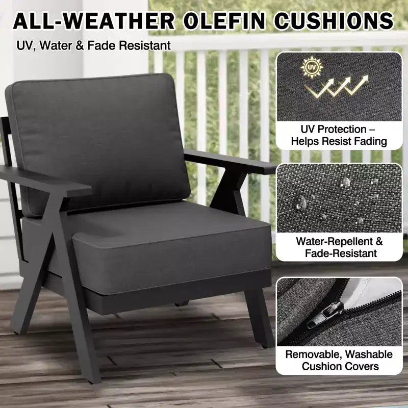 EAGLE PEAK Urban Slate 7 Piece Modern Outdoor Patio Furniture Set, Couch, Patio Chairs, Coffee Table, and Side Table