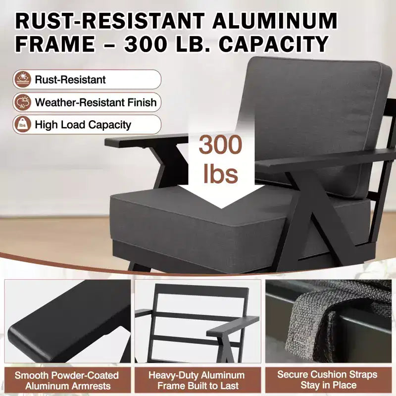 EAGLE PEAK Urban Slate 7 Piece Modern Outdoor Patio Furniture Set, Couch, Patio Chairs, Coffee Table, and Side Table