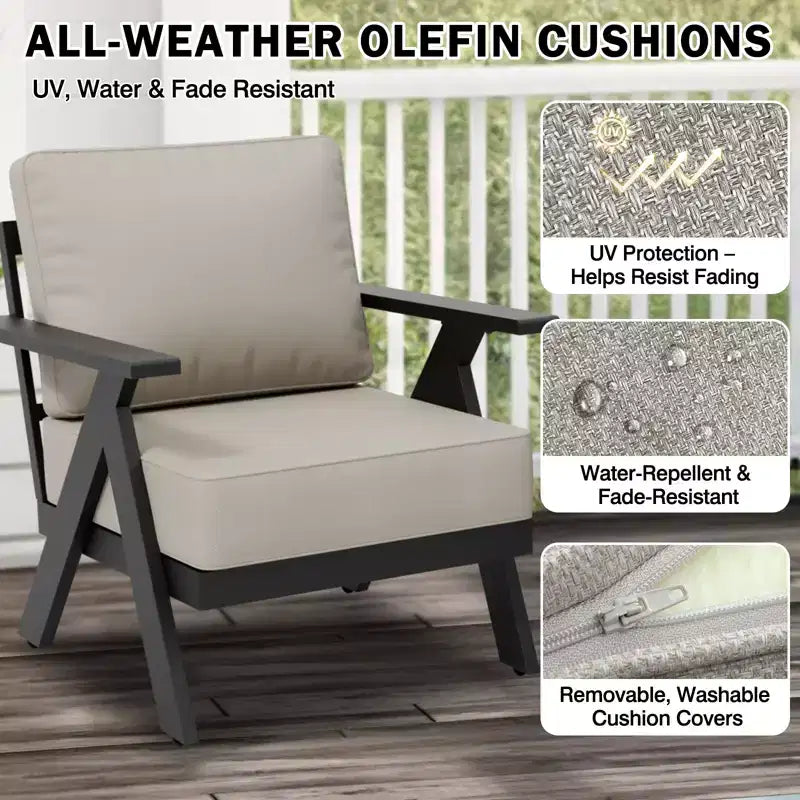 EAGLE PEAK Urban Slate 7 Piece Modern Outdoor Patio Furniture Set, Couch, Patio Chairs, Coffee Table, and Side Table