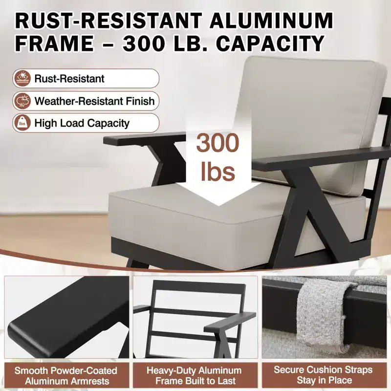 EAGLE PEAK Urban Slate 7 Piece Modern Outdoor Patio Furniture Set, Couch, Patio Chairs, Coffee Table, and Side Table