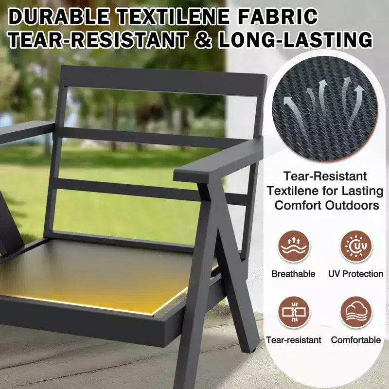 EAGLE PEAK Urban Slate 7 Piece Modern Outdoor Patio Furniture Set, Couch, Patio Chairs, Coffee Table, and Side Table